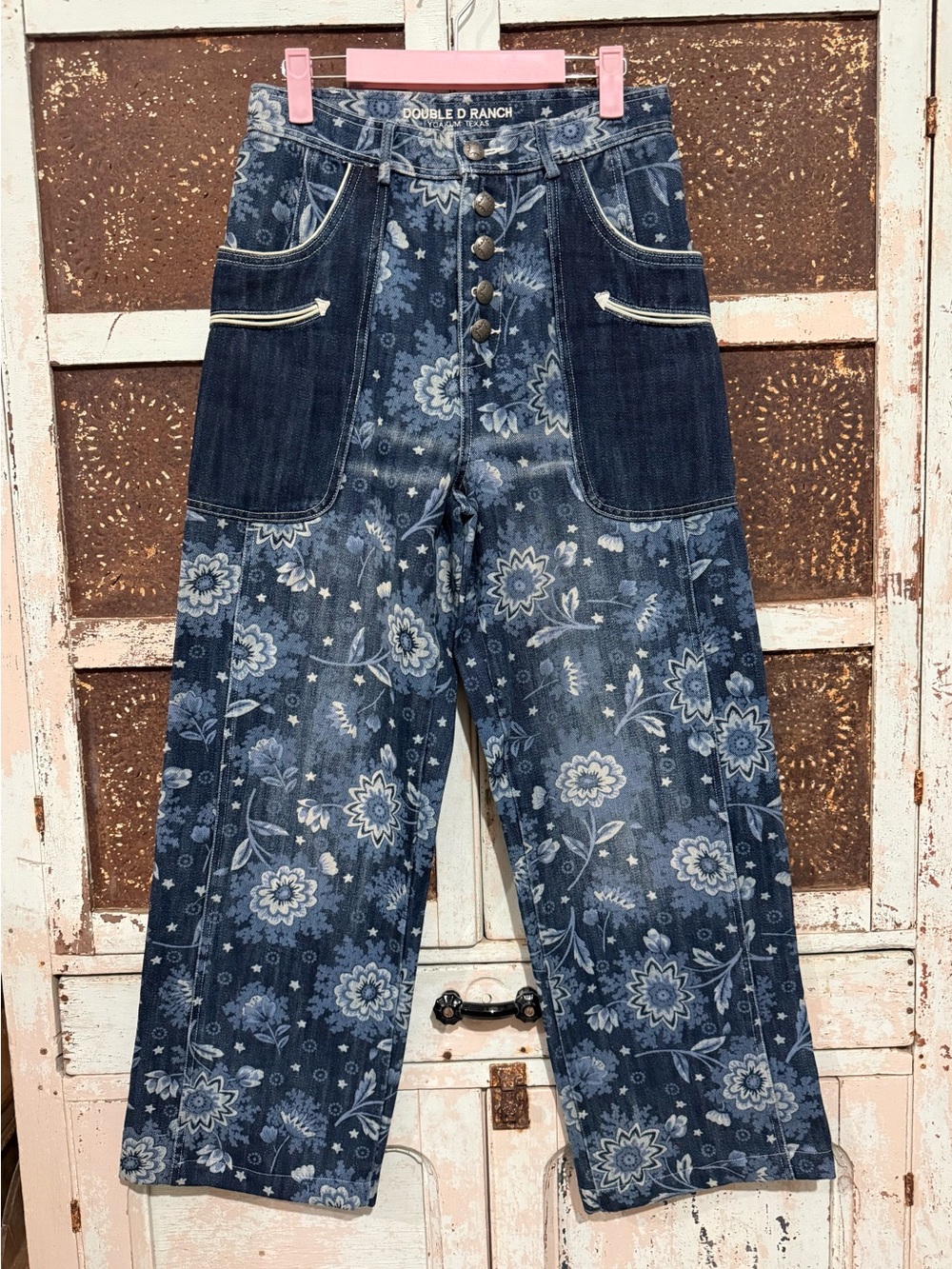 Double D Ranch Wide Leg Flower Jeans